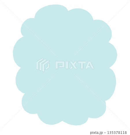 手書きのシンプルな縦長もくもくの吹き出し（水色、枠線無し） 135378118