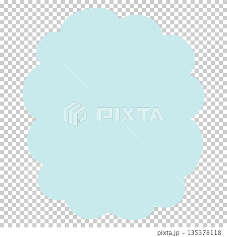 手書きのシンプルな縦長もくもくの吹き出し（水色、枠線無し） 135378118