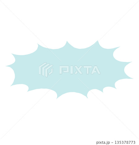 手書きのシンプルな横長ギザギザの吹き出し（水色、枠線無し） 135378773