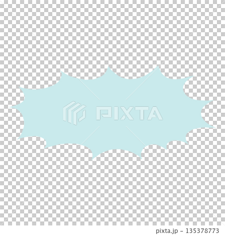 手書きのシンプルな横長ギザギザの吹き出し（水色、枠線無し） 135378773