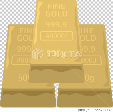 ゴールドのインゴット 135378775