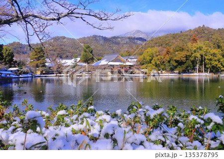 大覚寺(京都市右京区)雪景色 五大堂見る 大覚寺(京都市右京区)雪景色 五大堂見る 135378795