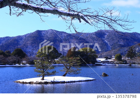 大覚寺（京都市右京区）菊ケ島　雪景色 135378798
