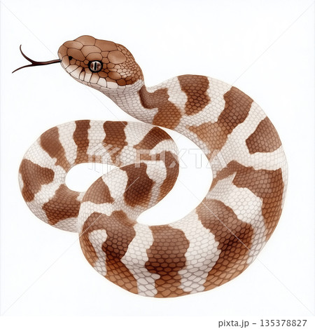 Coiled snake close-up in nature habitat with scales and detailed pattern photography Coiled snake close-up in nature habitat with scales and detailed pattern photography 135378827