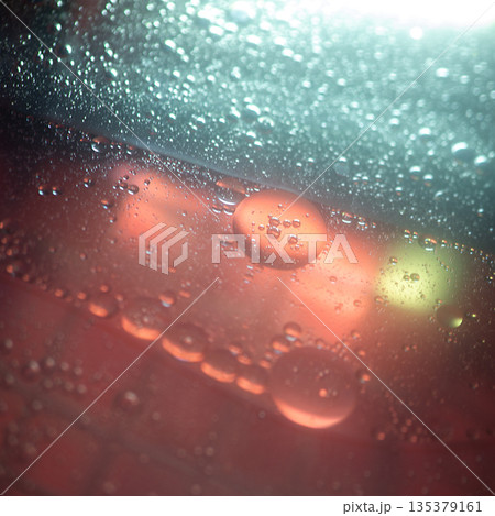 Ethereal Coral And Teal Oil Droplets Floating In Darkness Ethereal Coral And Teal Oil Droplets Floating In Darkness 135379161