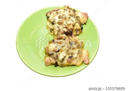 Fried meat with mushrooms. Fried meat with mushrooms. 135379689