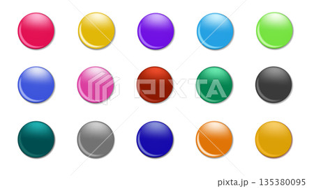 Set of different color push pin. Stationery elements. Set of different color push pin. Stationery elements. 135380095