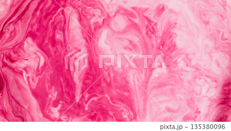 Dye stream blur. Acrylic spill. Red pink paint mixing color liquid. Art girly pigment drop splash on white abstract swirl background. Dye stream blur. Acrylic spill. Red pink paint mixing color liquid. Art girly pigment drop splash on white abstract swirl background. 135380096