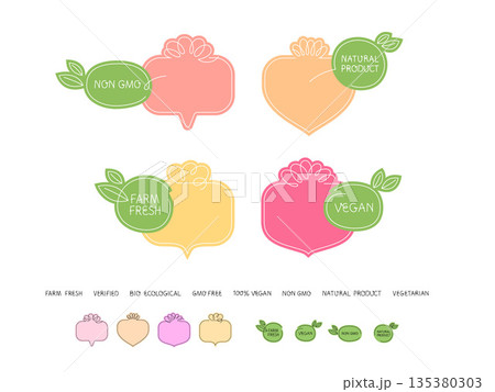 Set of GMO free icons isolated on white Set of GMO free icons isolated on white 135380303