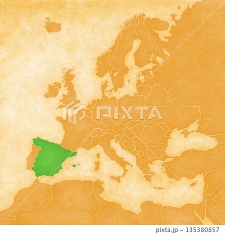 Ocher map of Europe - Spain 135380857