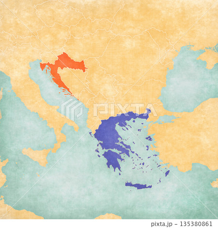 Map of Balkans - Greece and Croatia 135380861
