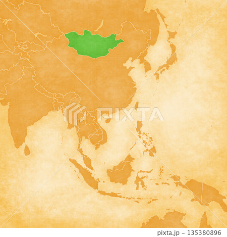 Ocher map of East Asia - Mongolia 135380896