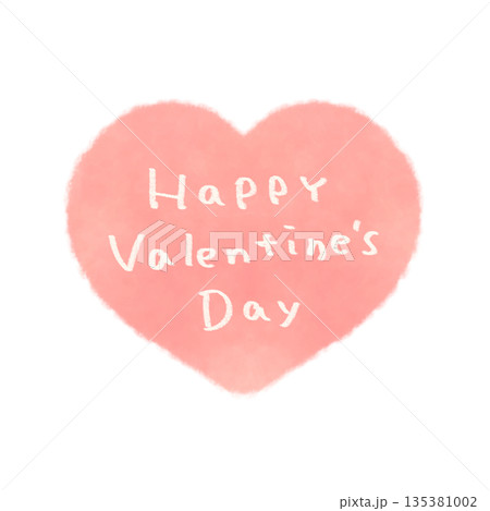 バレンタインの文字入りハート ピンク 135381002