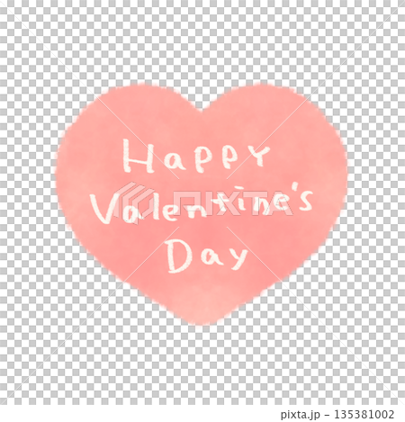 バレンタインの文字入りハート ピンク 135381002