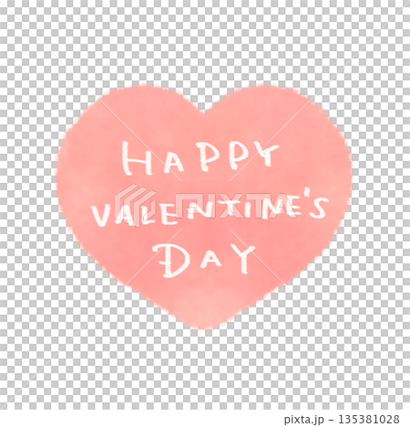 Pink heart with Valentine's Day lettering 135381028