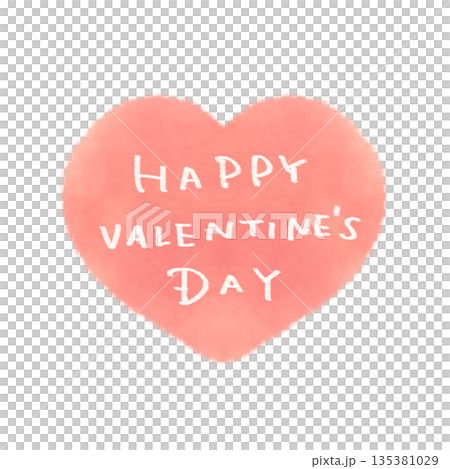 Pink heart with Valentine's Day lettering 135381029