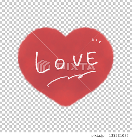 Hand-drawn heart icon with LOVE lettering, watercolor style, red Hand-drawn heart icon with LOVE lettering, watercolor style, red 135381085