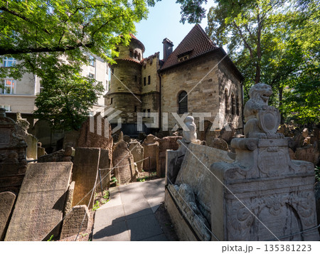 The Old Jewish Cemetery in Prague, located in the Jewish Quarter 135381223