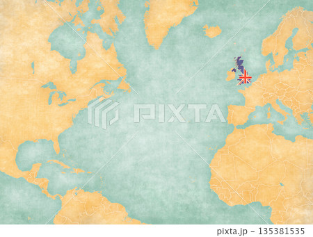 Map of North Atlantic Ocean - United Kingdom 135381535