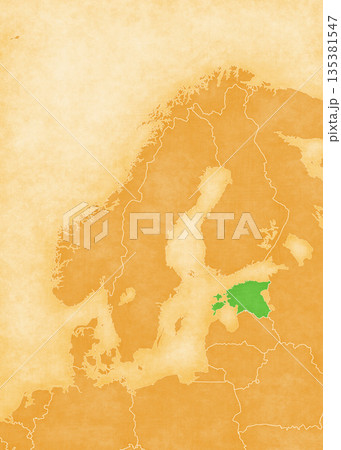 Ocher map of Scandinavia - Estonia Ocher map of Scandinavia - Estonia 135381547
