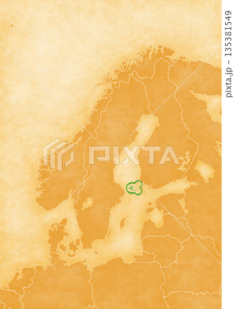 Ocher map of Scandinavia - Aland Islands Ocher map of Scandinavia - Aland Islands 135381549
