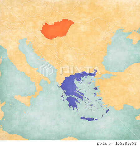 Map of Balkans - Hungary and Greece Map of Balkans - Hungary and Greece 135381558