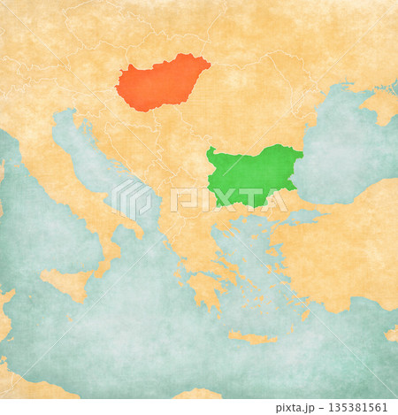 Map of Balkans - Hungary and Bulgaria 135381561