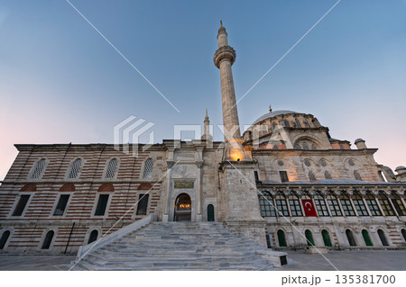Laleli Mosque, or Laleli Camii, an iconic Ottoman imperial mosque in Istanbul, Turkey, at dusk. Laleli Mosque, or Laleli Camii, an iconic Ottoman imperial mosque in Istanbul, Turkey, at dusk. 135381700