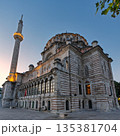 Historic Laleli Mosque, also known as Laleli Camii, illuminated at twilight in Istanbul, Turkey. 135381704