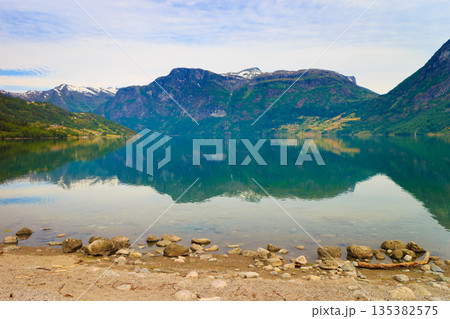 Mountains and lake in Norway, 135382575