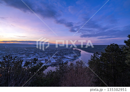 A beautiful sunset over the Dniester River 135382951