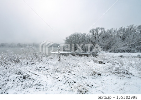 Winter landscape of the Dniester River Winter landscape of the Dniester River 135382998