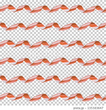 Seamless horizontal pattern with spirally swirling red ribbon, hand-drawn. Watercolor illustration on an isolated background. A realistic template for the design of any holiday, wallpaper, packaging Seamless horizontal pattern with spirally swirling red ribbon, hand-drawn. Watercolor illustration on an isolated background. A realistic template for the design of any holiday, wallpaper, packaging 135383647