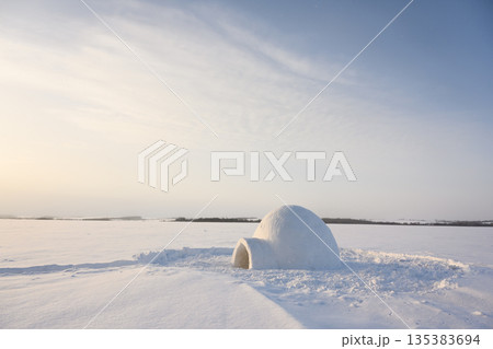Real snow igloo house in the winter field Real snow igloo house in the winter field 135383694