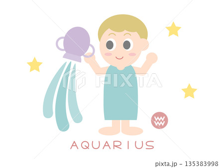 かわいい水瓶座のベクターイラスト 135383998