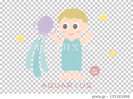 かわいい水瓶座のベクターイラスト 135383998