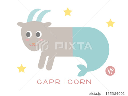 かわいい山羊座のベクターイラスト 135384001