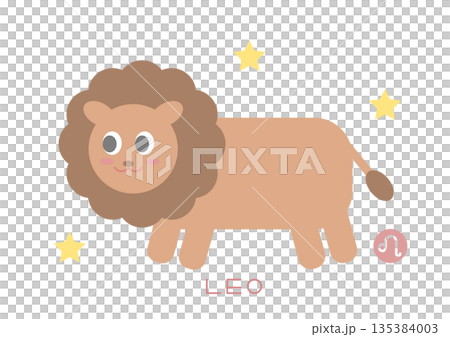 可愛的獅子座矢量圖 135384003