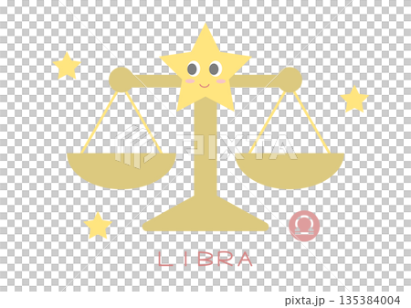 かわいい天秤座のベクターイラスト かわいい天秤座のベクターイラスト 135384004