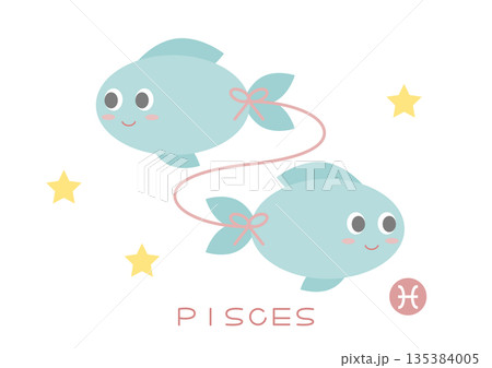 かわいい魚座のベクターイラスト 135384005