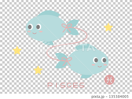 可愛的雙魚座矢量圖 135384005