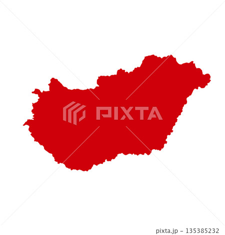 Map of Hungary, sign silhouette. World Map Globe. Vector Illustration isolated on white background. Europe continent 135385232