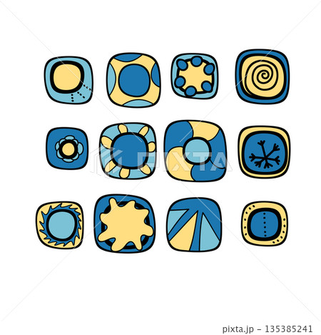 Geometric aboriginal art icon. Ethnic tribal rounded ornament. Afican, australian motiph. Dots painting. Vector illustration, template design for cloth, card, fabric Geometric aboriginal art icon. Ethnic tribal rounded ornament. Afican, australian motiph. Dots painting. Vector illustration, template design for cloth, card, fabric 135385241