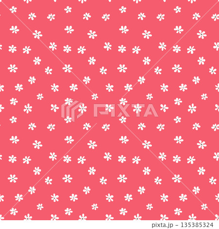 Seamless blooming floral pattern based on hand drawn art ornaments. Colorful flowers on color background. Vector illustration. Simple minimalistic pattern for fabric, textile 135385324