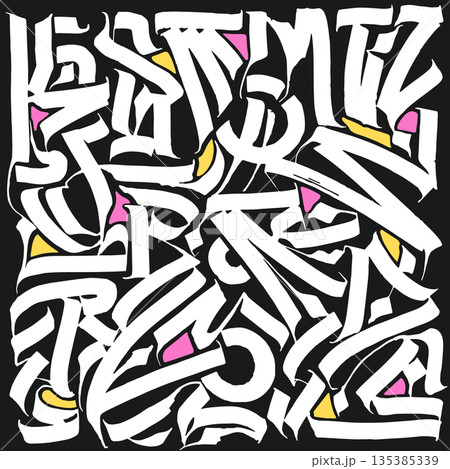 Abstract brush strokes pattern featuring vibrant accents in elegant handwritten calligraphy lettering style Abstract brush strokes pattern featuring vibrant accents in elegant handwritten calligraphy lettering style 135385339