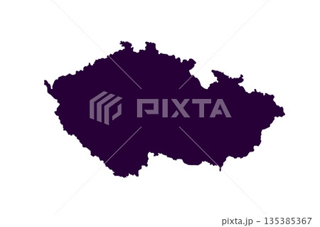 Map of Czech Republic, sign silhouette. World Map Globe. Vector Illustration isolated on white background. Europe continent 135385367