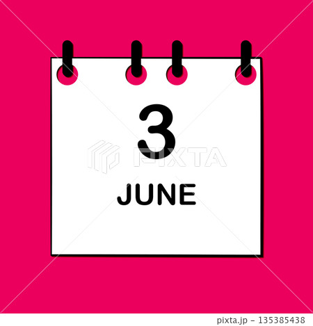 June 3. Daily Calendar icon for design. Simple design for business brochure, flyer, print media, advertisement. Easily editable 135385438