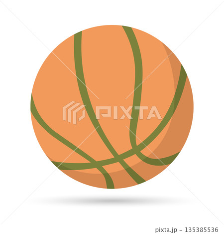 Basketball ball isolated on white background. Simple round logo. Basketball banner, poster template. Vector illustration Basketball ball isolated on white background. Simple round logo. Basketball banner, poster template. Vector illustration 135385536