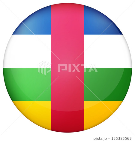 Glass light ball with flag of Central African Republic. Round sphere, template icon. CAR national symbol. Glossy ball, 3D abstract vector illustration highlighted on a white background. Big bubble Glass light ball with flag of Central African Republic. Round sphere, template icon. CAR national symbol. Glossy ball, 3D abstract vector illustration highlighted on a white background. Big bubble 135385565