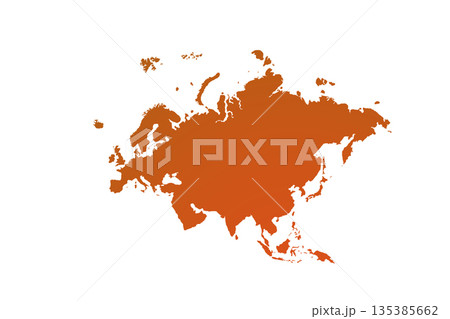 Map of Eurasia, sign silhouette. World Map Globe. Vector Illustration isolated on transparent background. Europe and Asia continent 135385662